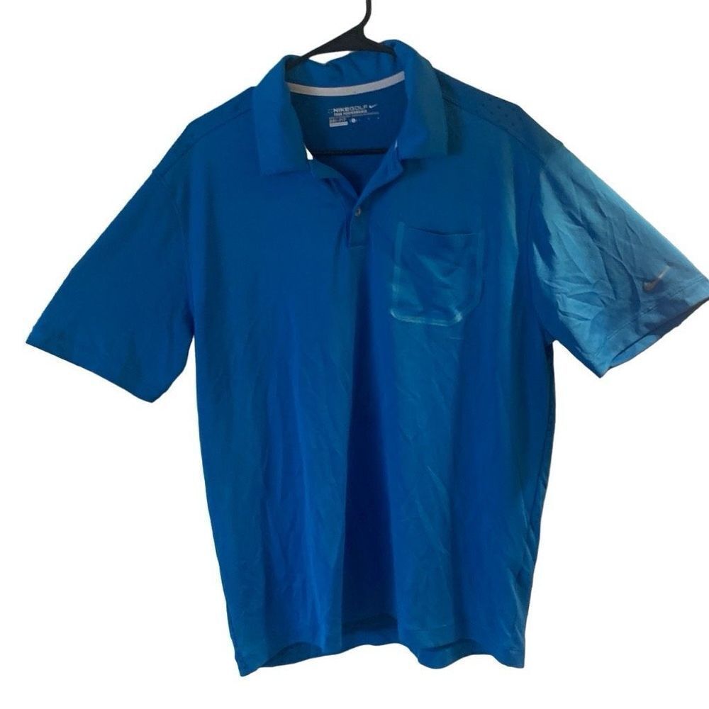 Pre Owned Men’s Nike Golf Tour Performance Polo Sz Lg Blue Comfort Casual Style